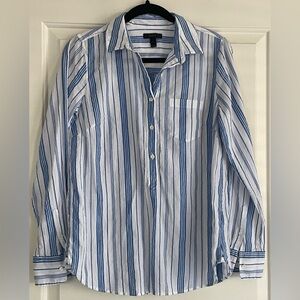 J. Crew Blue and White Striped Casual Shirt
